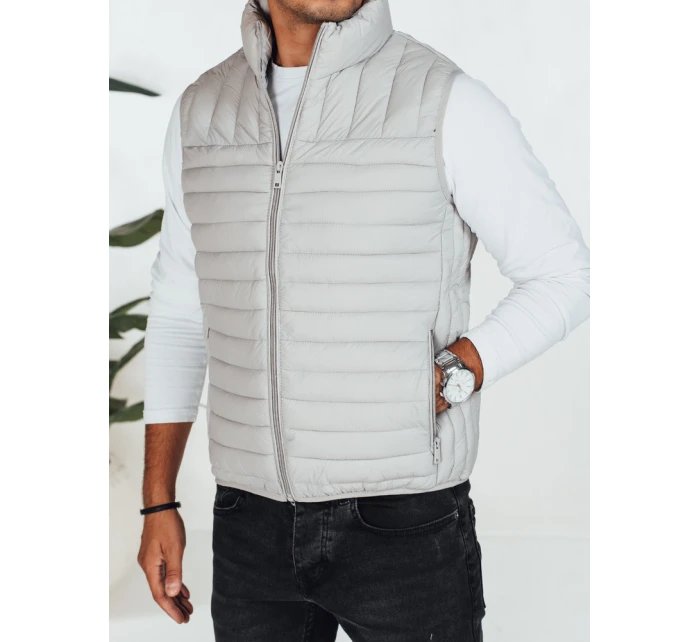 Pánská prošívaná vesta světle šedá model 21991566 - Dstreet