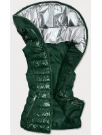Zelená lesklá prešívaná dámska vesta (B9563)