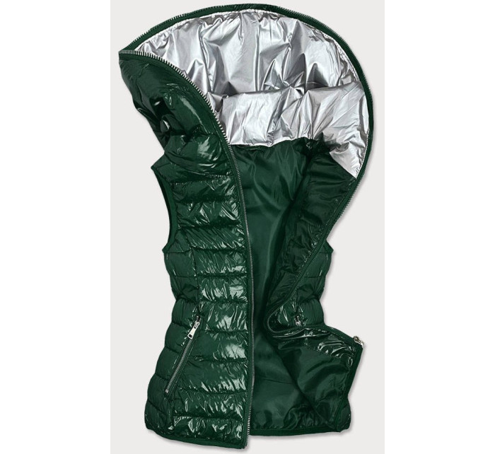 Zelená lesklá prošívaná dámská vesta model 16147090 - S'WEST