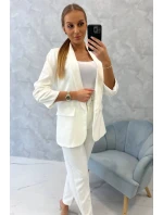 Elegantná súprava saka a nohavíc vo farbe ecru