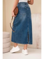 Džínsová midi sukňa s vysokým pásom M.Sara modrá Džínsová midi sukňa s vysokým pásom M.Sara modrá