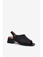 Kožené Dámské Sandály Na Klínku model 21697483 Černé - Maciejka