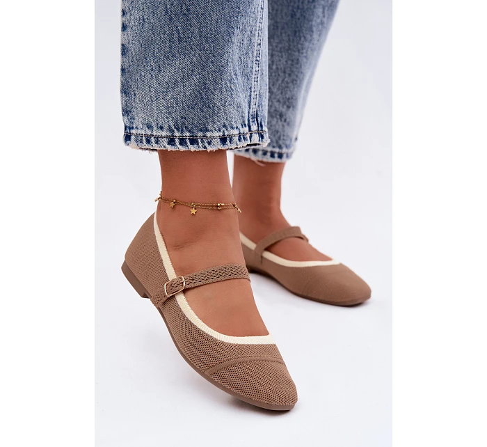 Ploché baleríny z materiálu světle hnědé model 22122467 - Boto