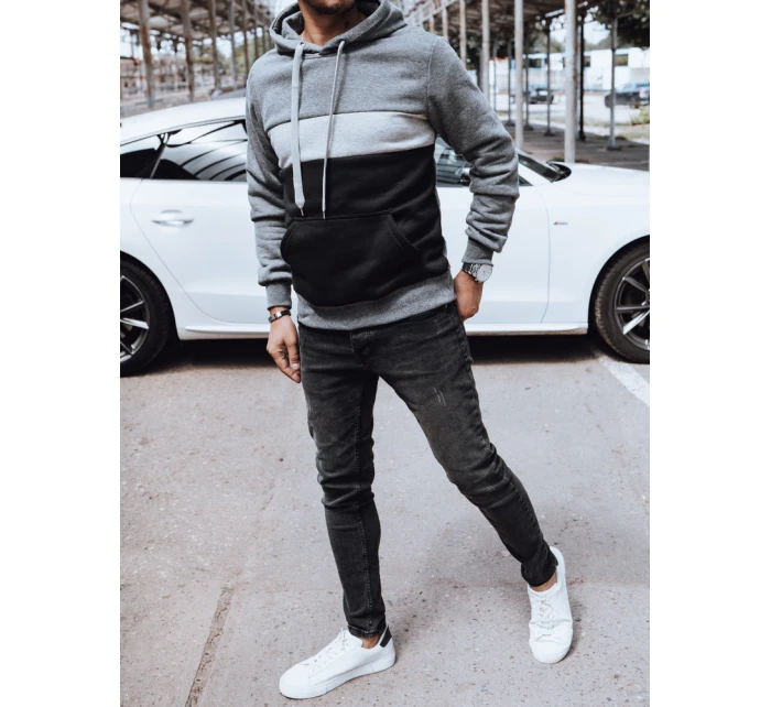 Pánská mikina s kapucí tmavě šedá model 21979596 - Dstreet