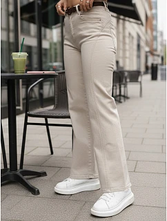 Spodnie damskie jeansowe z wysokim stanem beżowe model 22173047 - FashionStreet