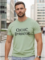 Tshirt męski klasyczny z napisem bawełniany zielony model 22217862 - FashionStreet