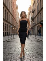 tužkové midi šaty s odhalenými rameny černé model 21738277 - numoco