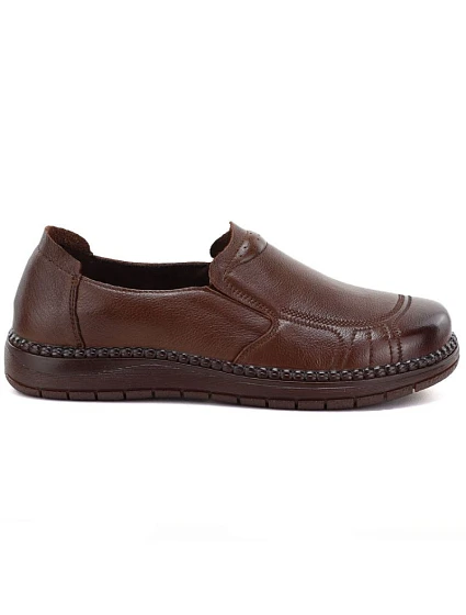 Pohodlné dámské kožené hnědé nazouvací polobotky model 22343117 - VINCEZA Pohodlné dámské kožené hnědé nazouvací polobotky model 22343117 - VINCEZA