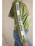 Velurová mikina s kapucí zelená Velurová mikina s kapucí zelená