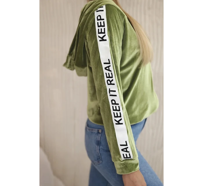 Velurová mikina s kapucí zelená Velurová mikina s kapucí zelená