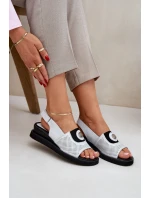 Dámské sandály na klínu stříbrné model 21685243 - Boto