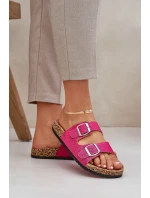 Textilní sandály na korkové podrážce s přezkami fuchsie model 21685385 - Boto