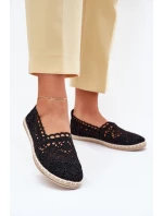 Koronkowe Espadryle Damskie Czarne Adelira
