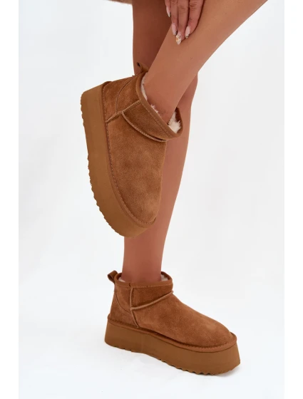 Dámské sněhule z přírodního semiše Camel Mairene