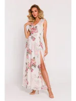 M781 Šifonové maxi šaty s rozparkom na nohách - model 2