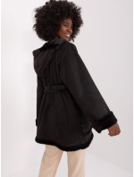 Čierny dámsky zimný kabát s vreckami