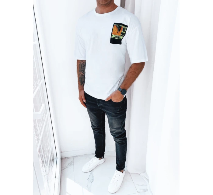 Pánske biele tričko s potlačou FashionStreet RX5301