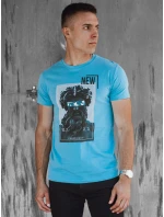 Pánske tyrkysové tričko s potlačou FashionStreet RX5551 Pánske tyrkysové tričko s potlačou FashionStreet RX5551