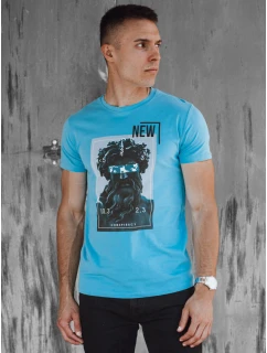 Pánske tyrkysové tričko s potlačou FashionStreet RX5551