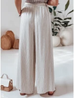 Dámské široké kalhoty s páskem beige Dstreet model 21988976 - FashionStreet Dámské široké kalhoty s páskem beige Dstreet model 21988976 - FashionStreet