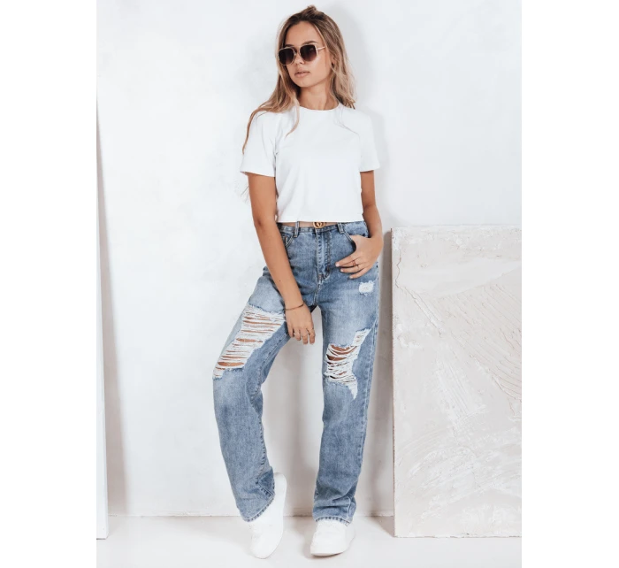 Dámské džínové kalhoty s dírami modré model 21992810 - Dstreet Dámské džínové kalhoty s dírami modré model 21992810 - Dstreet