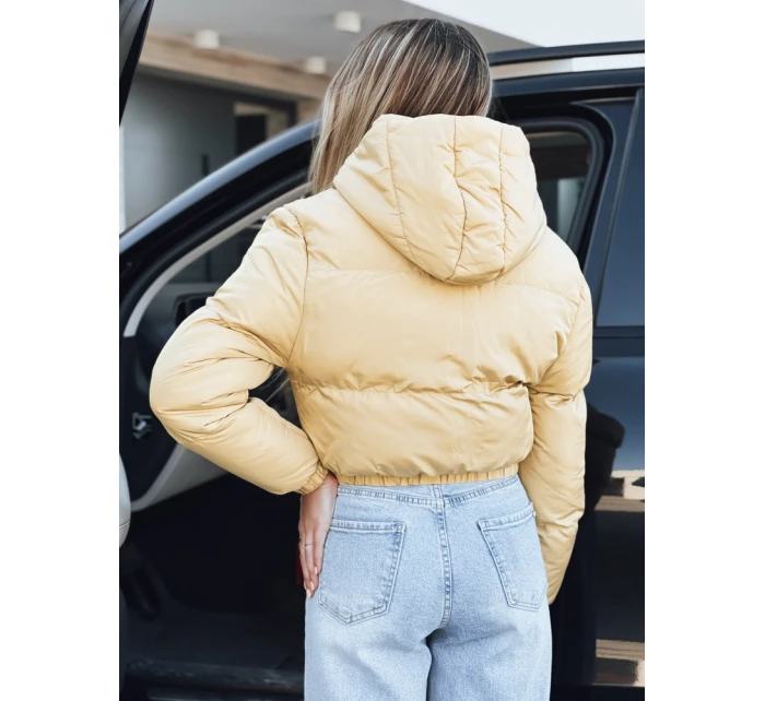Dámska krátka zimná bunda s kapucňou žltá FashionStreet TY5360