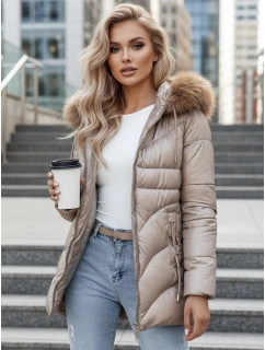 Dámska zimná bunda WINTERCHIC s kapucňou v ťavej farbe FashionStreet TY4438z