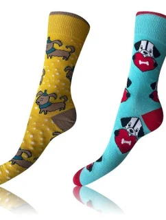 Veselé ponožky 2 páry CRAZY SOCKS 2x - BELLINDA - oranžová