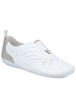 Dámská kožená prolamovaná nazouvací obuv bílá Rieker 43663-80