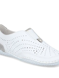 Dámská kožená prolamovaná nazouvací obuv bílá model 22122423 - Rieker