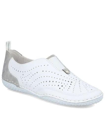 Dámská kožená prolamovaná nazouvací obuv bílá model 22122423 - Rieker