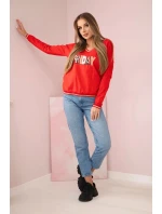 Dámska mikina s červeným flitrovým nápisom
