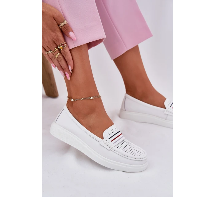 Dámské Kožené Mokasíny Bílé model 21696947 - EVENTO