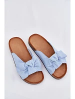 Klapki Damskie Na Korkowej Podeszwie Kokardką Niebieskie Seressa Klapki Damskie Na Korkowej Podeszwie Kokardką Niebieskie Seressa