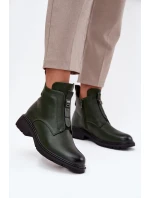 Zateplené dámské boty na zip s ozdobným tmavě zelené model 21708391 - Boto Zateplené dámské boty na zip s ozdobným tmavě zelené model 21708391 - Boto