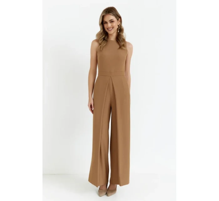 K184 Kombinéza so širokými nohavicami - béžová