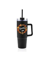 BEAUTIFUL DAY (AUTUMN) - čierny cestovný termohrnček s priehľadným viečkom 900 ml