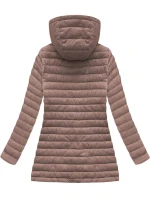 Prešívaná bunda v staroružovej farbe s kapucňou (7473-PLUS)