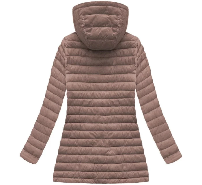 Prešívaná bunda v staroružovej farbe s kapucňou (7473-PLUS)