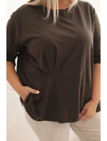 Dámska blúzka v nadmernej veľkosti s bavlnou, vreckom a vyhrnutými rukávmi kiwi