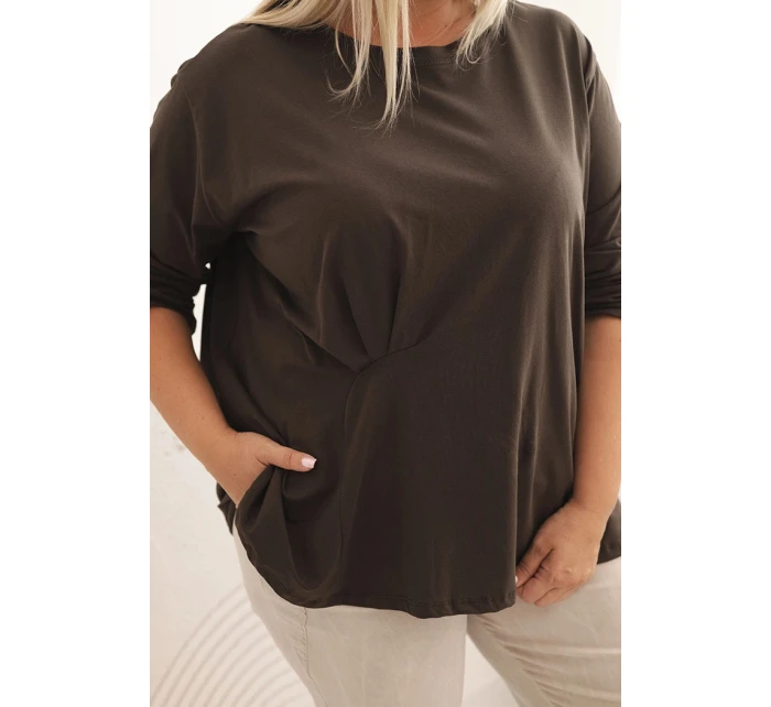 Dámska blúzka v nadmernej veľkosti s bavlnou, vreckom a vyhrnutými rukávmi kiwi