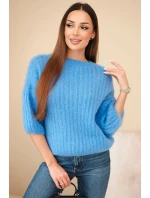 Dámský svetr z mohairu s 3/4 rukávem model 21803193 - K-Fashion Dámský svetr z mohairu s 3/4 rukávem model 21803193 - K-Fashion