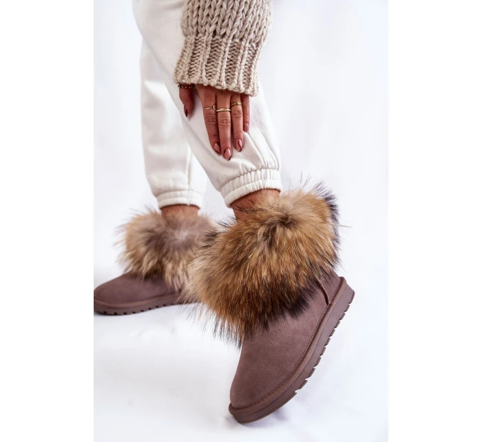 Damskie Zamszowe Śniegowce Z Futerkiem Szare Alexa Damskie Zamszowe Śniegowce Z Futerkiem Szare Alexa