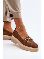 model 21652497 Zamszové Dámské Mokasíny S Ozdobou Hnědé - Zazoo