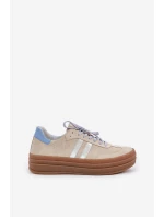 Zazoo N1068S4 Damskie Zamszowe Sneakersy Na Platformie Beżowe