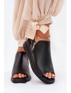 Sandały Damskie Na Koturnie Czarne Mevinette