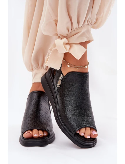 Sandały Damskie Na Koturnie Czarne Mevinette