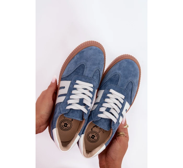 Dámské tenisky z přírodního semiše modré model 22027724 - EVENTO