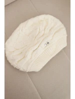 Dámska zimná vlnená čiapka s ozdobnými kryštálmi K399 ecru