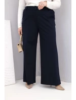 Dámské kalhoty Plus Size s širokými nohavicemi a vysokým pasem granátové Dámské kalhoty Plus Size s širokými nohavicemi a vysokým pasem granátové